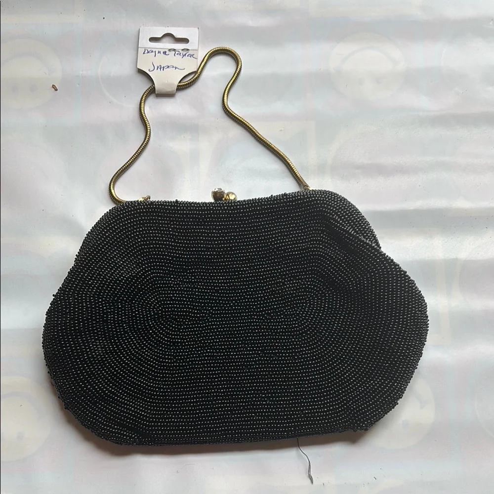 Black beaded purse with metal Clasp